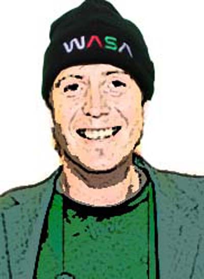 Artistic impression of actor Rhys Ifans wearing a WASA hat